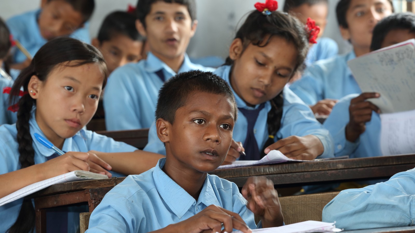 Students in a classroom in Nepal