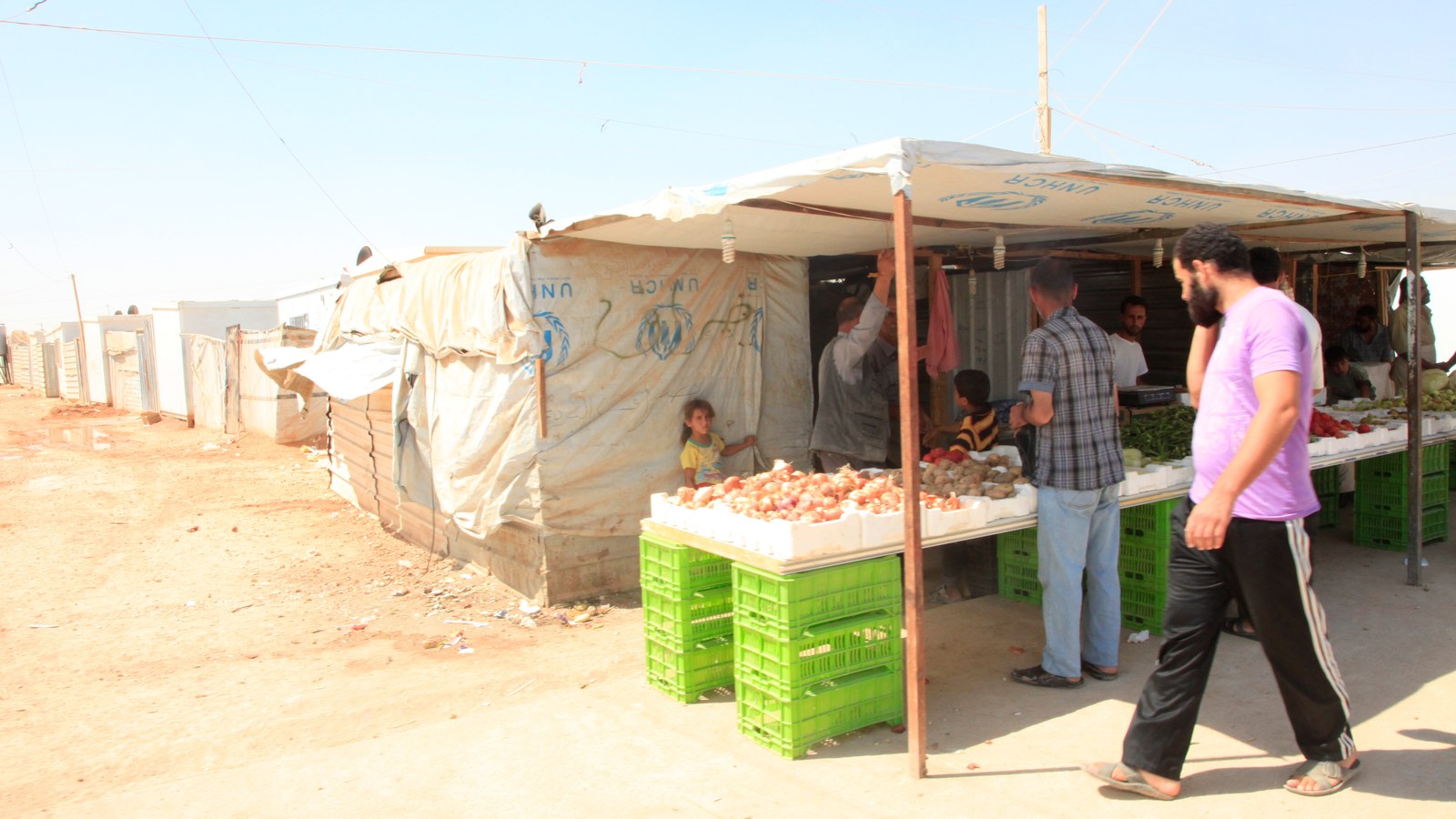 Market activity representing livelihoods and small businesses in Jordan
