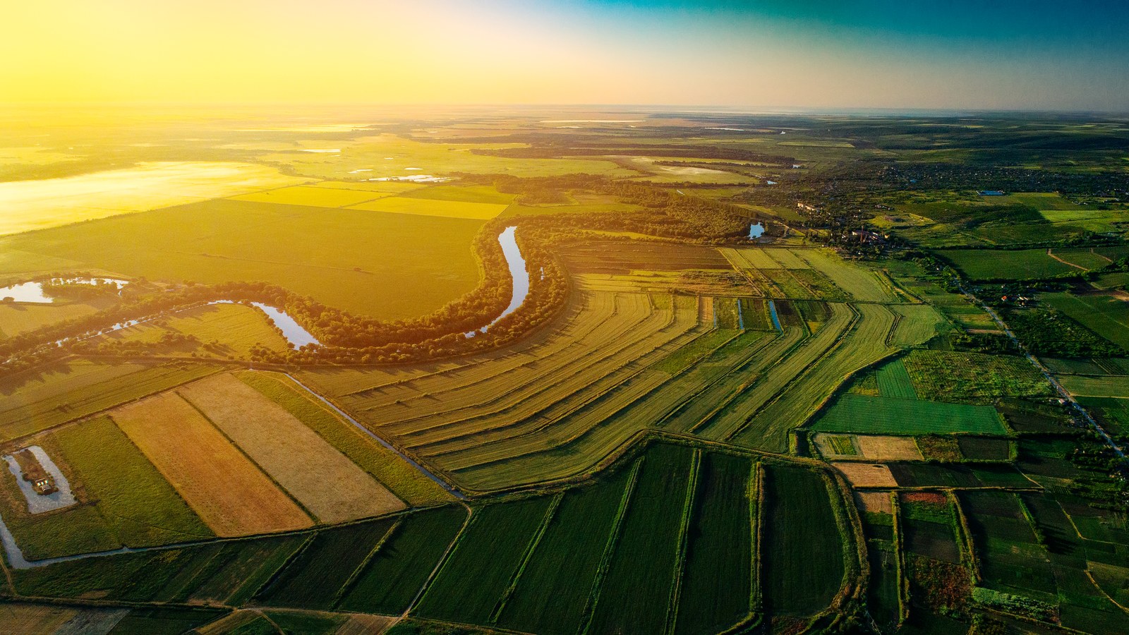 Agricultural land viewed with drone-based monitoring technology